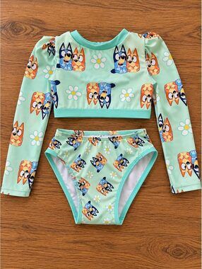 Bluey Girls Long Sleeve Swim Set 2T